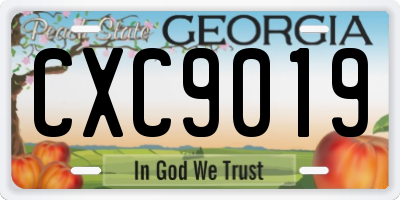 GA license plate CXC9019