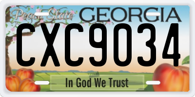 GA license plate CXC9034