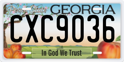 GA license plate CXC9036