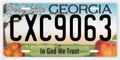 GA license plate CXC9063