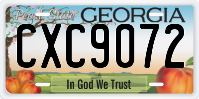 GA license plate CXC9072