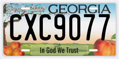 GA license plate CXC9077
