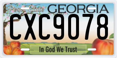 GA license plate CXC9078