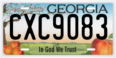 GA license plate CXC9083