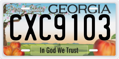 GA license plate CXC9103