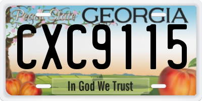 GA license plate CXC9115