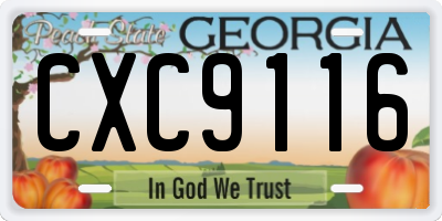 GA license plate CXC9116