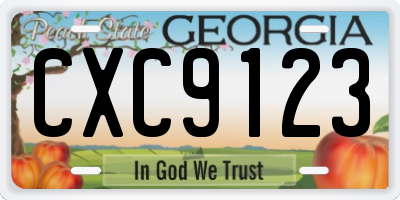 GA license plate CXC9123