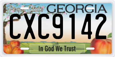 GA license plate CXC9142