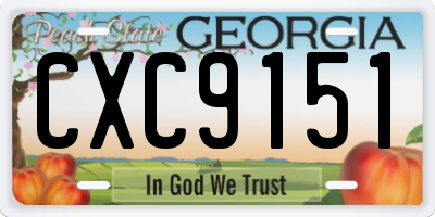 GA license plate CXC9151