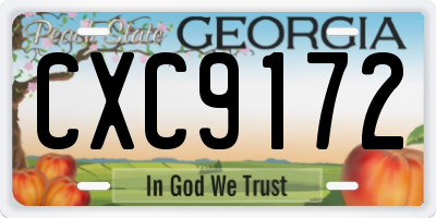 GA license plate CXC9172