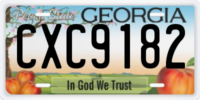 GA license plate CXC9182