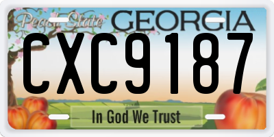 GA license plate CXC9187