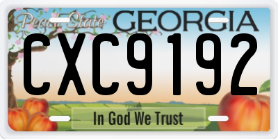 GA license plate CXC9192