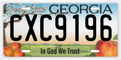 GA license plate CXC9196