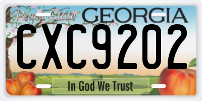 GA license plate CXC9202