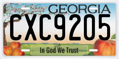 GA license plate CXC9205