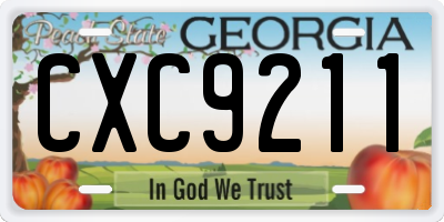 GA license plate CXC9211