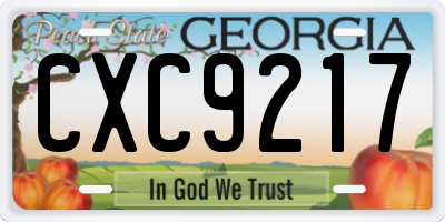 GA license plate CXC9217
