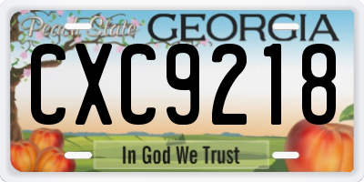 GA license plate CXC9218