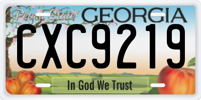 GA license plate CXC9219