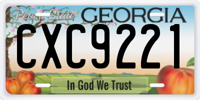 GA license plate CXC9221