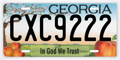 GA license plate CXC9222