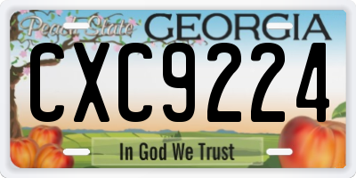 GA license plate CXC9224