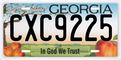 GA license plate CXC9225