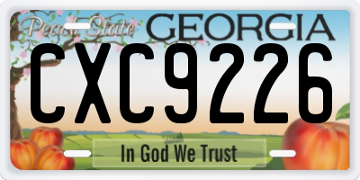 GA license plate CXC9226