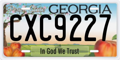 GA license plate CXC9227