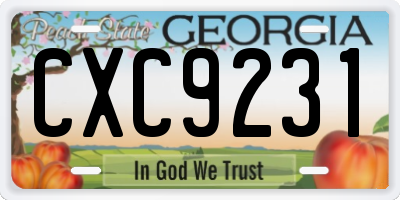 GA license plate CXC9231