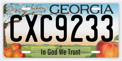 GA license plate CXC9233
