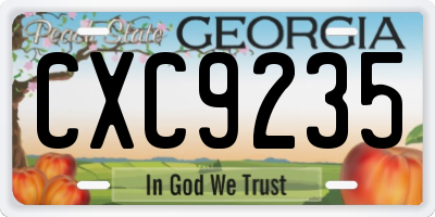 GA license plate CXC9235