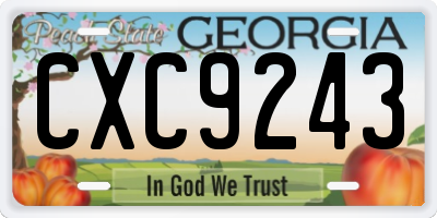GA license plate CXC9243
