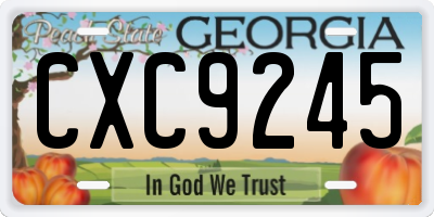 GA license plate CXC9245