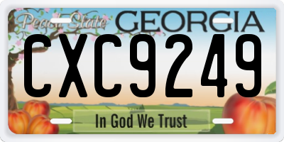 GA license plate CXC9249