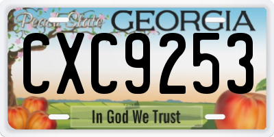 GA license plate CXC9253