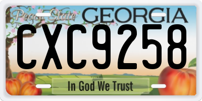 GA license plate CXC9258
