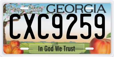 GA license plate CXC9259