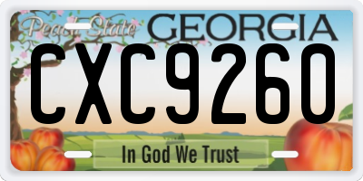 GA license plate CXC9260