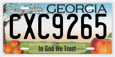 GA license plate CXC9265