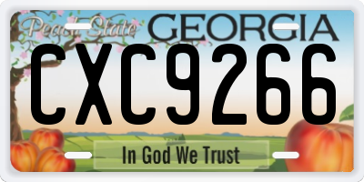 GA license plate CXC9266