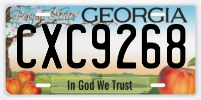 GA license plate CXC9268