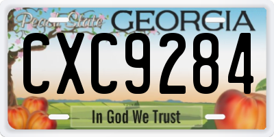 GA license plate CXC9284