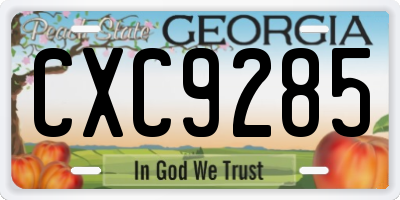 GA license plate CXC9285