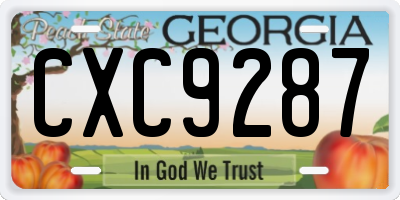 GA license plate CXC9287