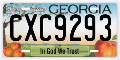GA license plate CXC9293
