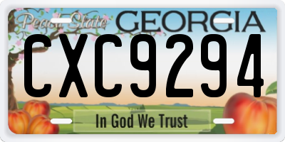 GA license plate CXC9294