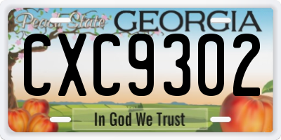 GA license plate CXC9302